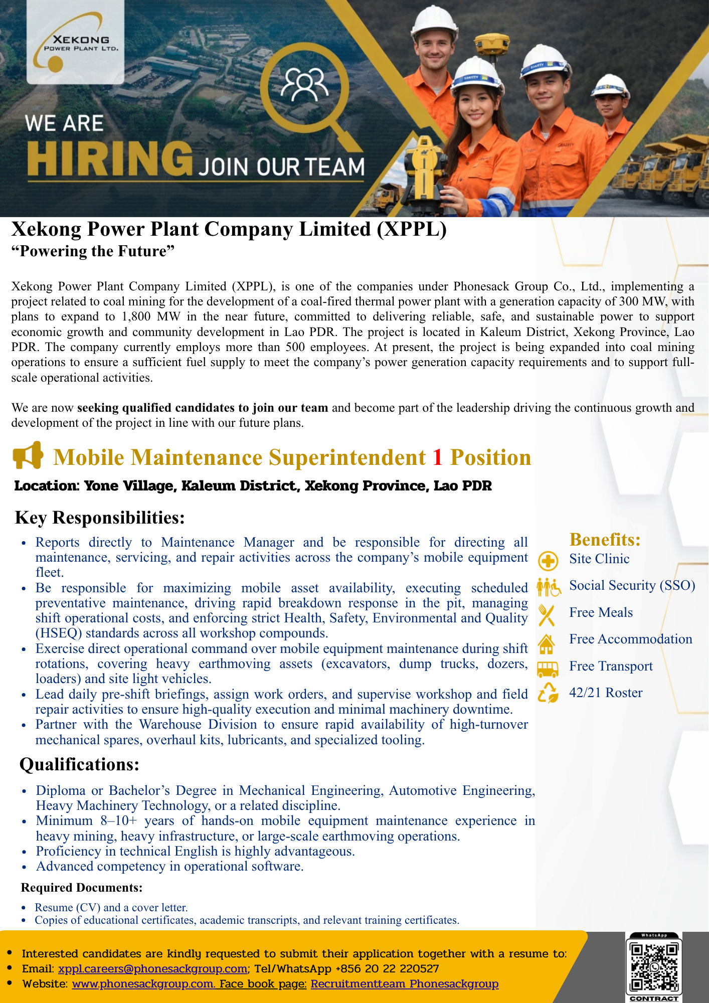Mobile Maintenance Superintendent 1 Position